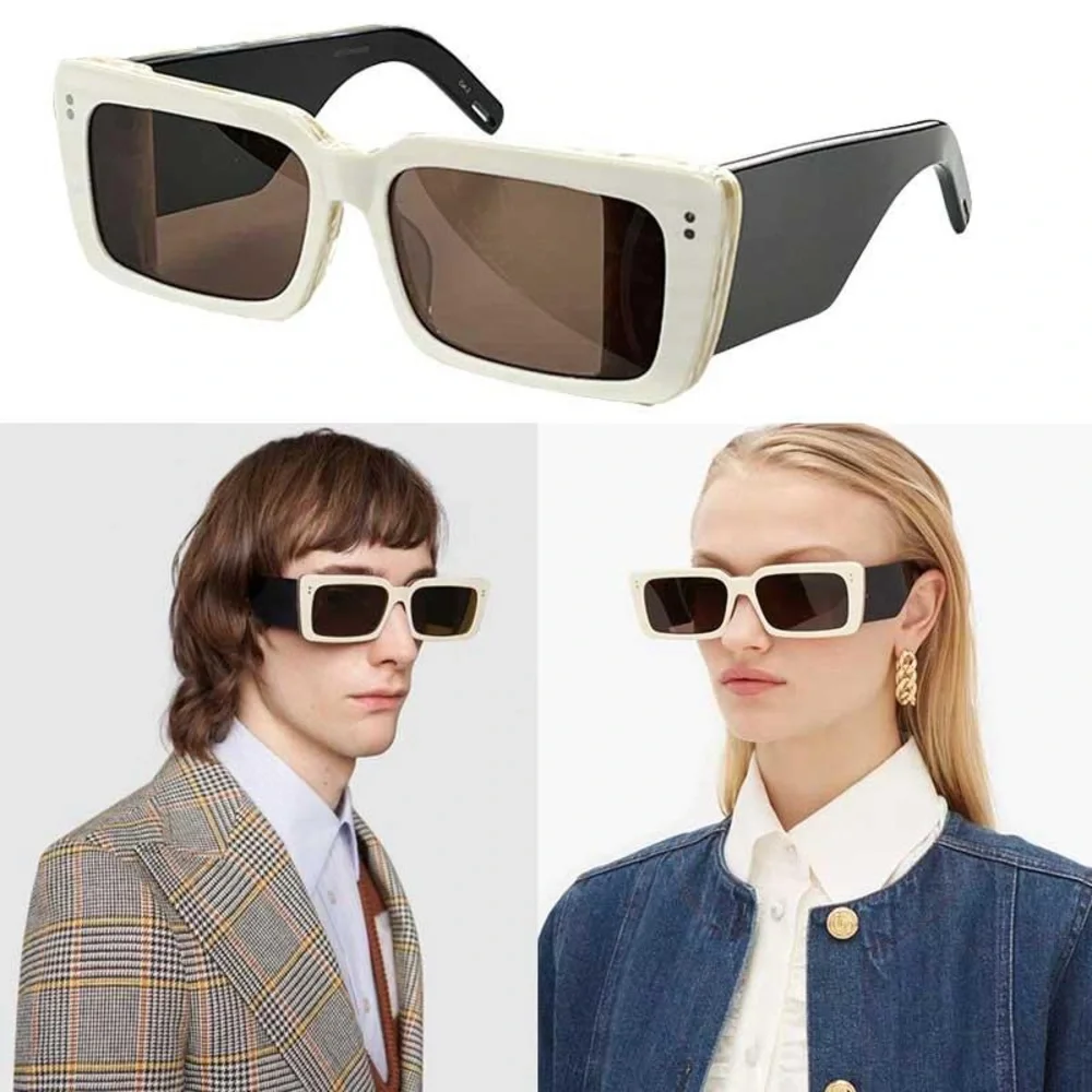 Authentic- New GUCCI Acetate Rectangular Flap GG0543S Sunglasses White Black - Picture 4 of 17